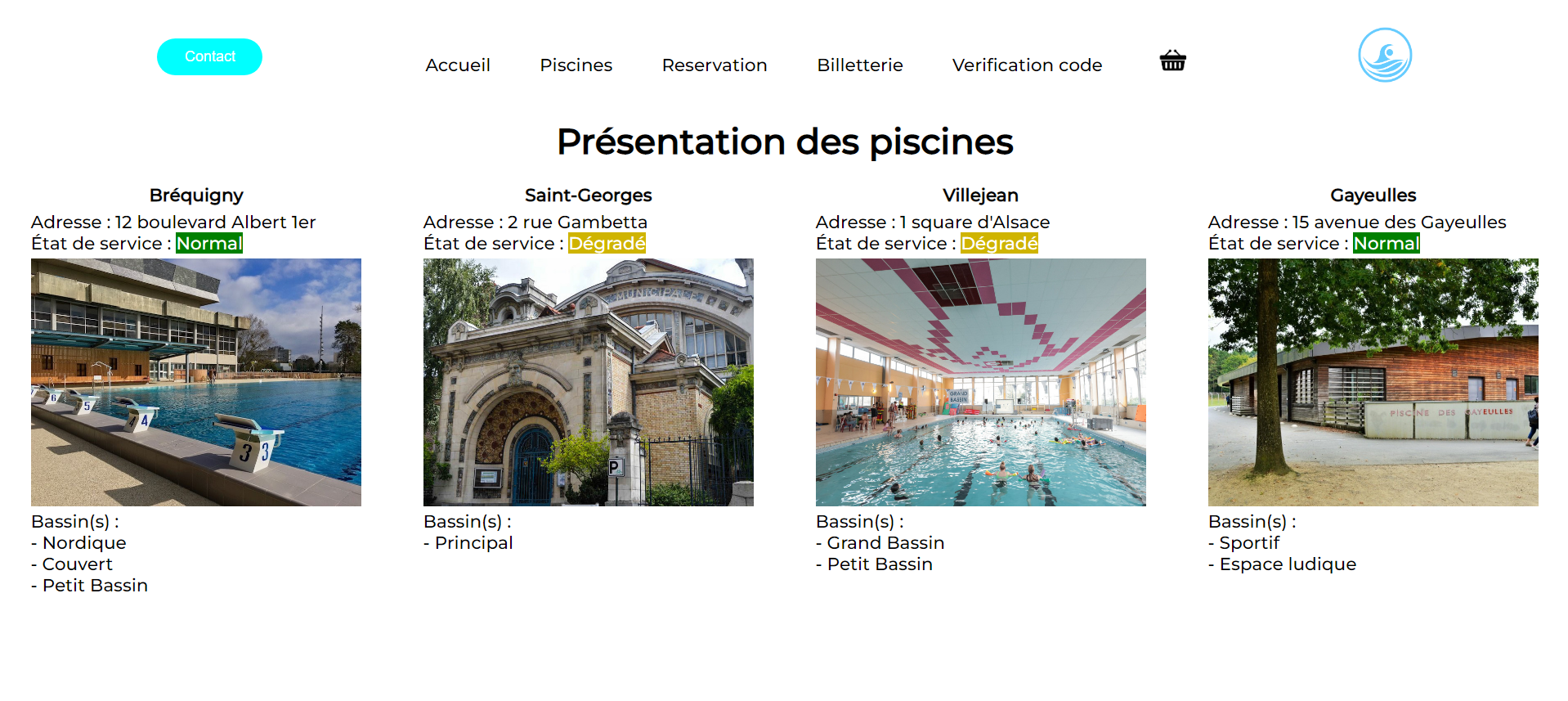 Capture d'écran du projet Piscine