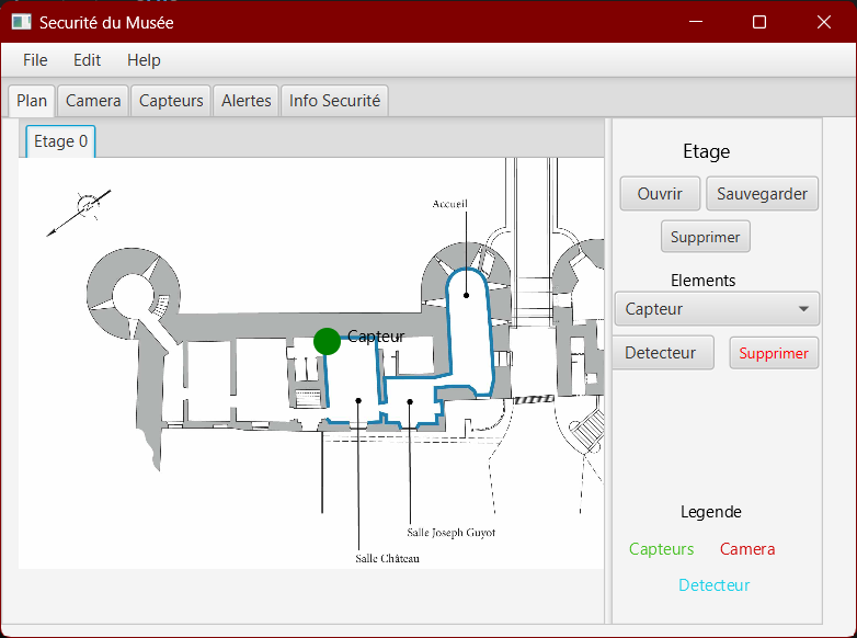 Capture d'écran du logiciel Sécurité Musée